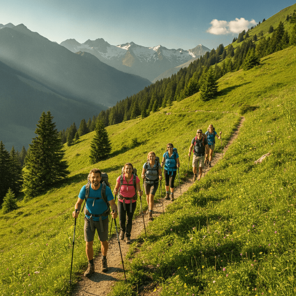 Wandergruppe in den Alpen